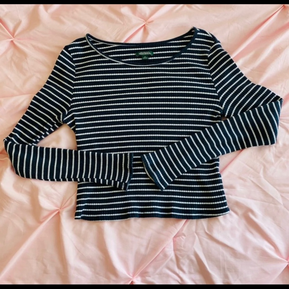 Striped target long sleeve crop top